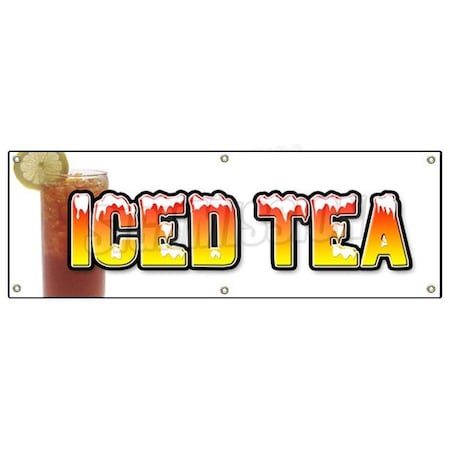 Signmission Iced Tea Banner Heavy Duty 13 Oz Vinyl with Grommets Single Sided B-72 Iced Tea